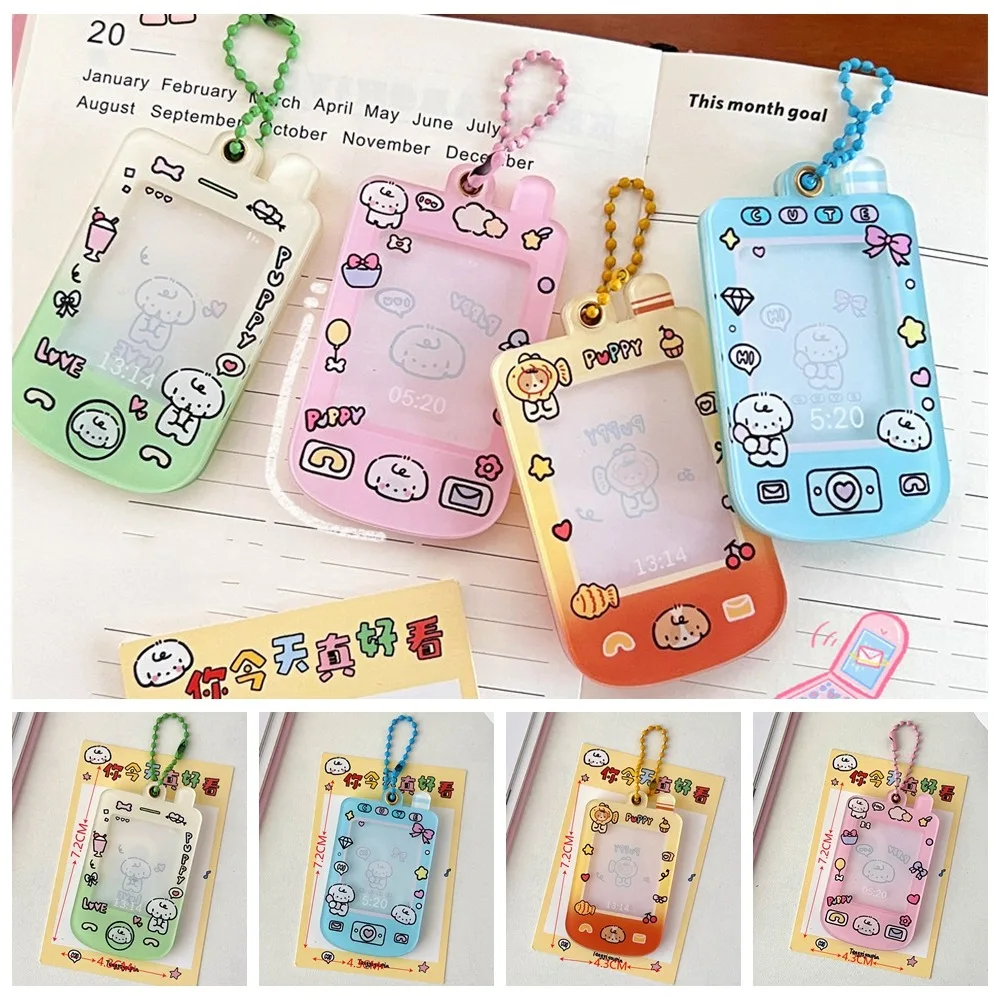 Mini Phone Shape Idol Card Holder Keychain Decoration Cute Photocard Frame Pendant Cartoon Creative Card Protective Case Keyring