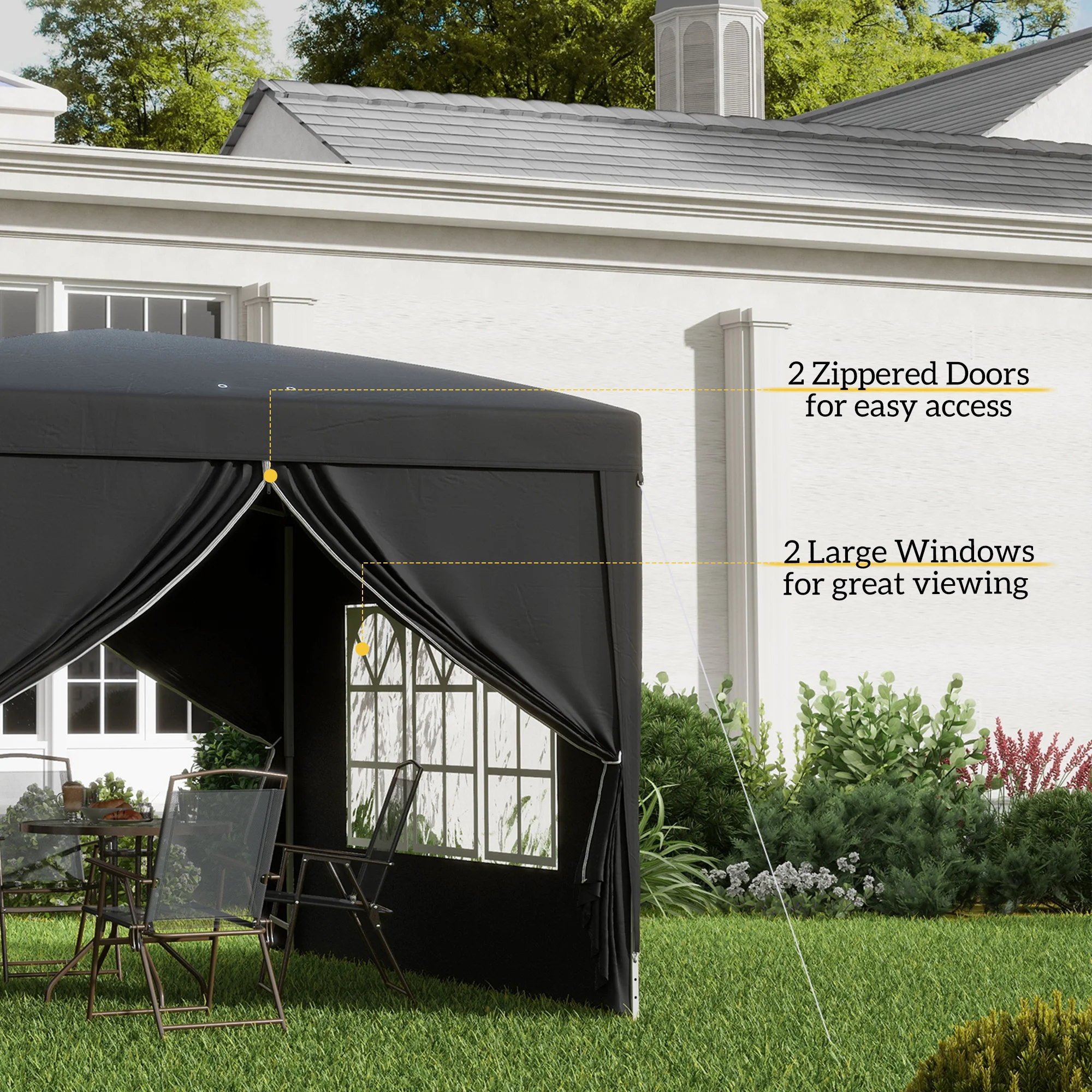 Outsunny 3 x 3(m) Pop Up Gazebo, Water and UV Resistant Party Tent Camping Canopy Marquee with Carry Bag, Black