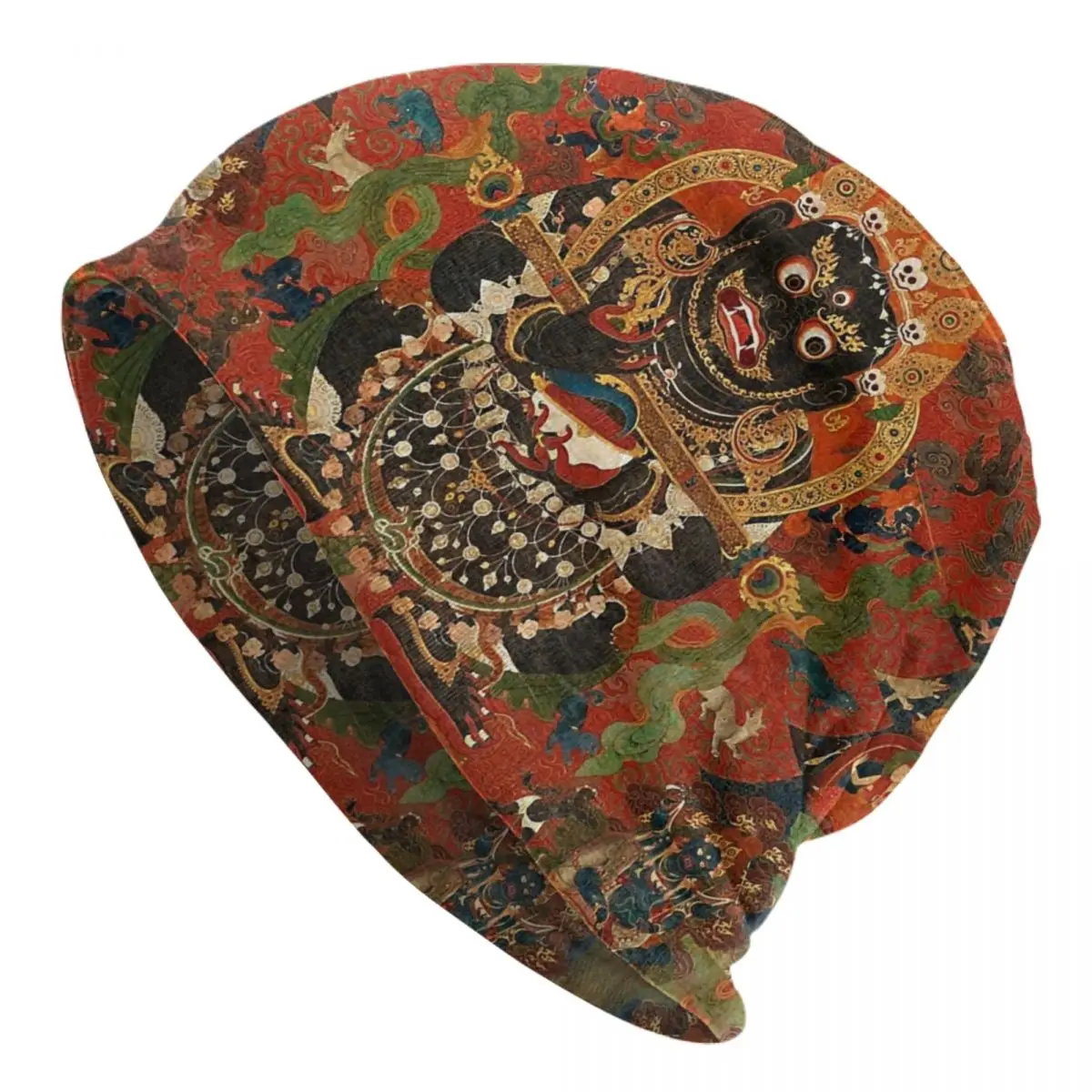 Vajrabhairava Tantric Buddhist Deity Skullies Beanies Caps Winter Warm Knitted Hat Adult Buddha Buddhism God Bonnet Hats