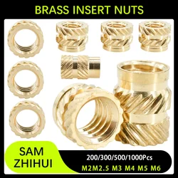 200/300/500Pcs Brass Insert Nut M2 M3 M4 M5 M6 Metric Thread Inserts Hot Melt Heat Nuts 3d Printing Insertnut Copper Nutsert Set