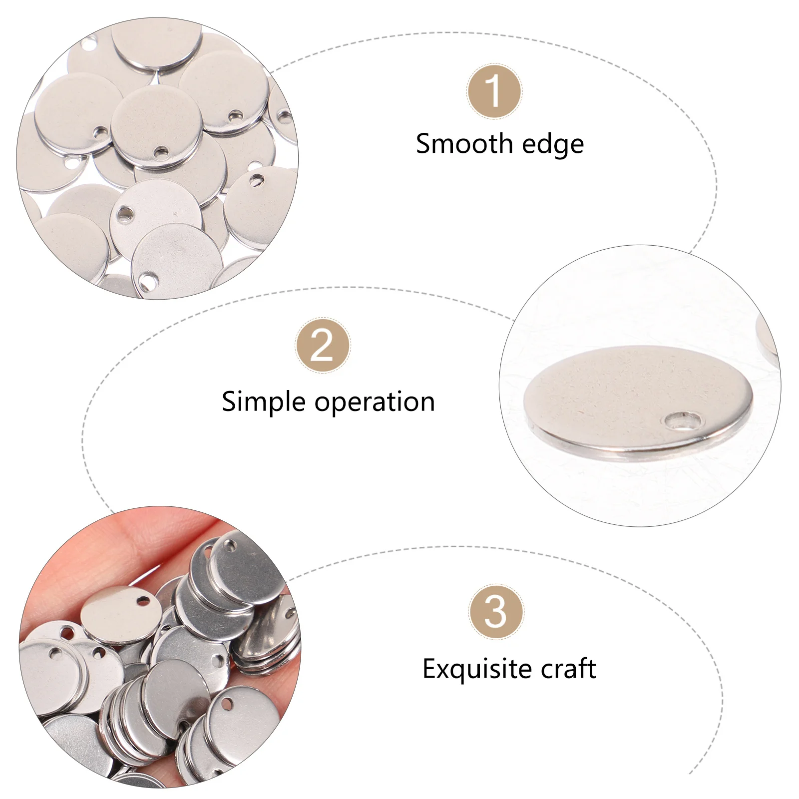 

100pcs Stainless Steel Round Charms with Hole Stamping Blanks for DIY Jewelry Making Dog Tag Pendants Metal Craft Findings