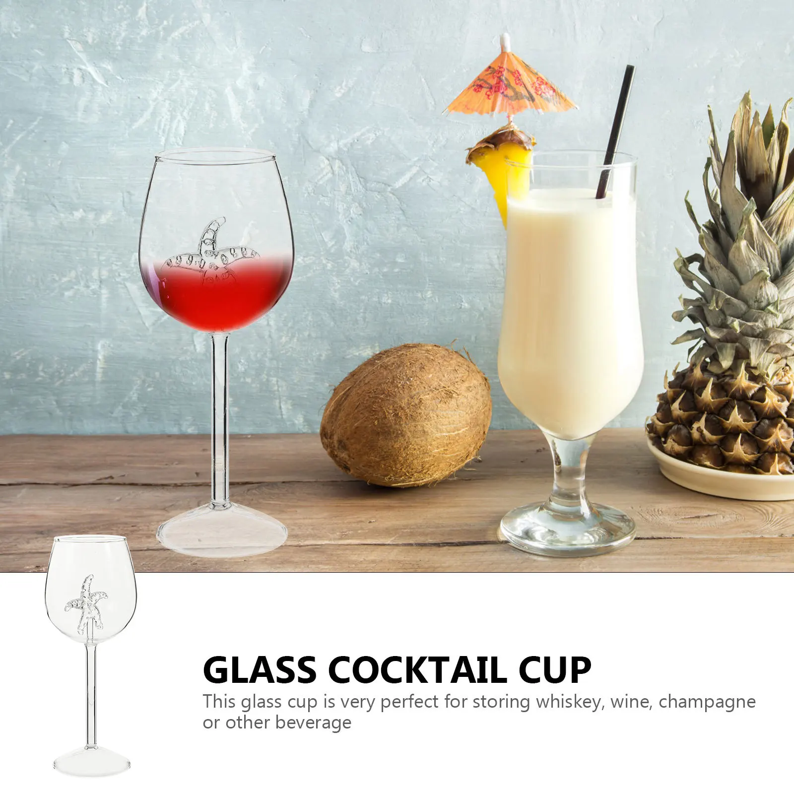 

2Pcs Red Wine Glass Cup Premium Glass Cocktail Drinking Cup for Whiskey Wine Beverage Creative Simple Design Bar Use Glassware