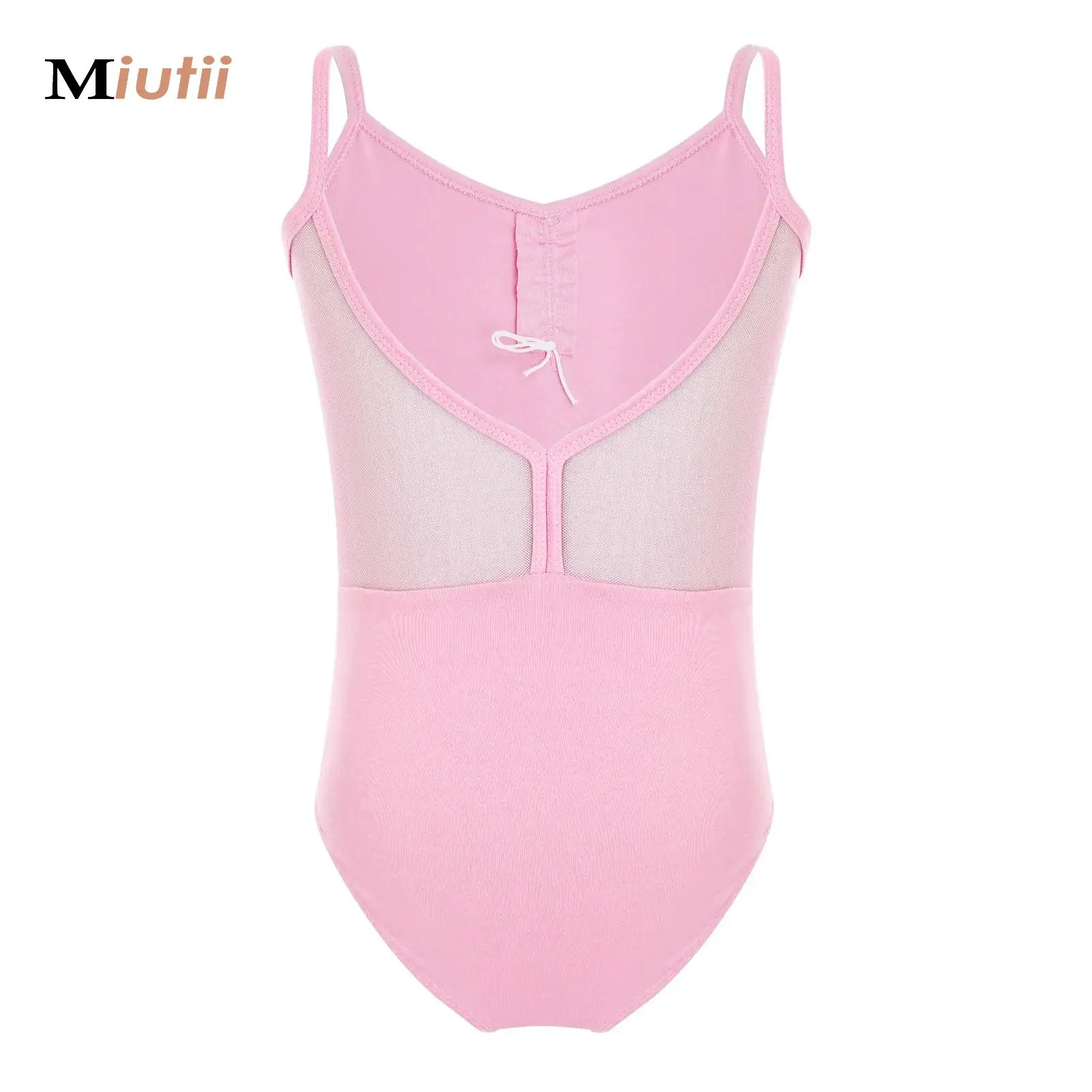 Maillot de Ballet con Espalda de Malla y Parches para Niñas, Ropa de Danza y Ejercicio Diario, Mono de Ballet Rosa Elegancia