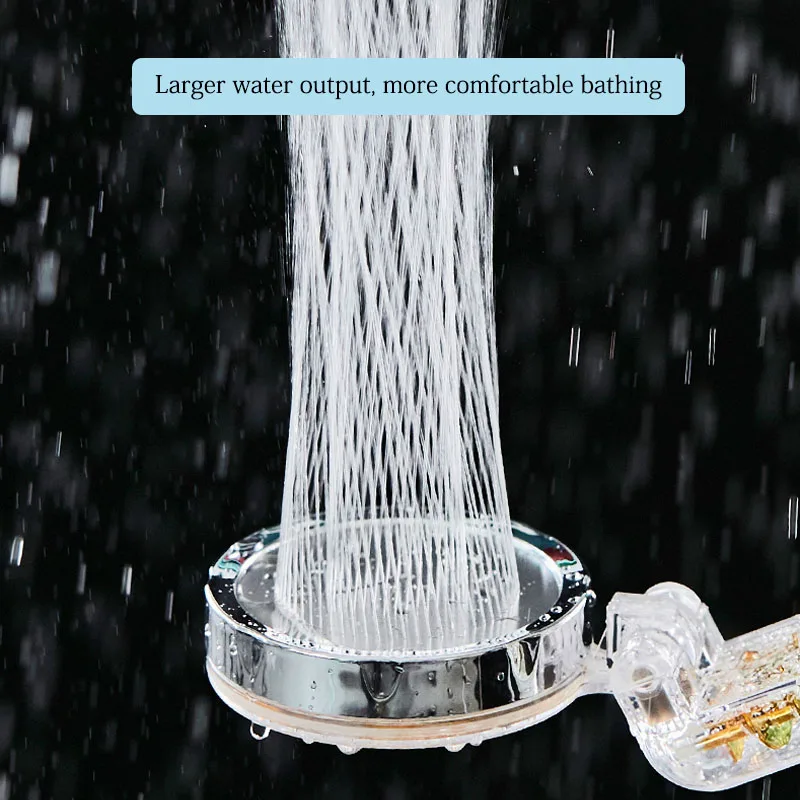 New Turbo Propeller Water Saving Shower Head and Holder High Preassure Showerhead Rainfall with Fan Bathroom Accessories