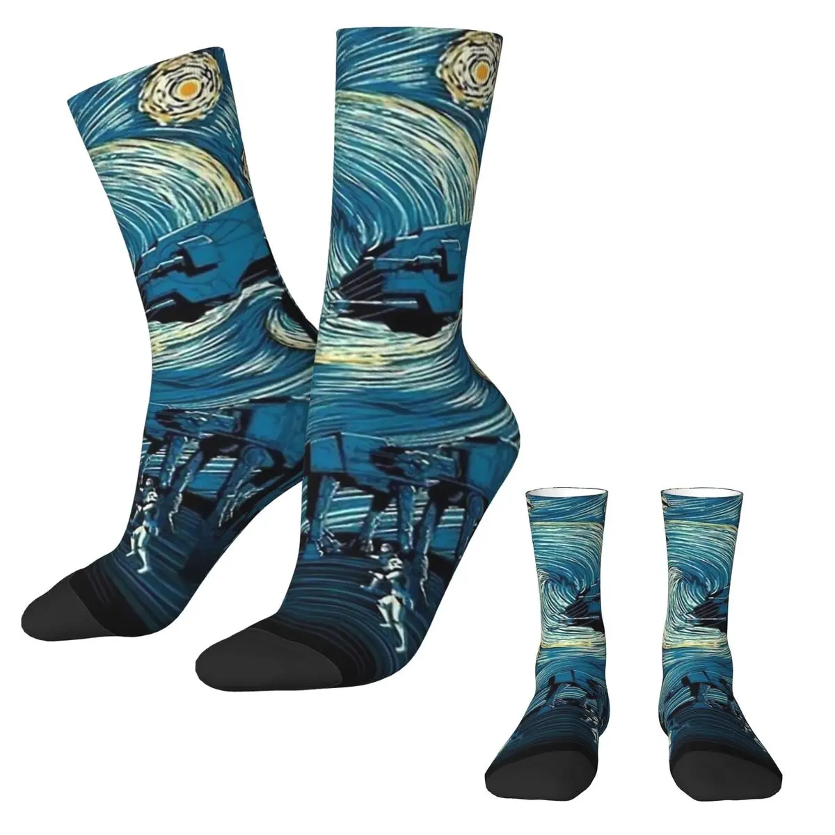 Starry Night Mashups Stockings Women Men Socks Medium Soft Fashion Socks Autumn Running Sports Non-Slip Printed Socks Gift Idea