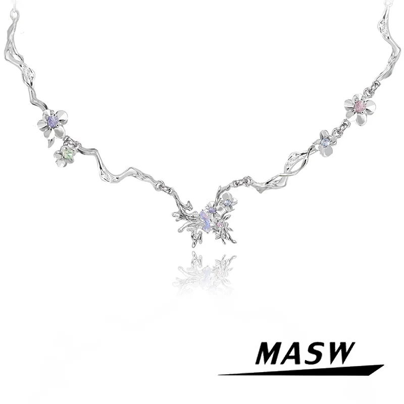 

MASW Original Design Thick Silver Plated One Layer Purple Butterfly Pendant Necklace For Girl Women Fashion Jewelry Gift