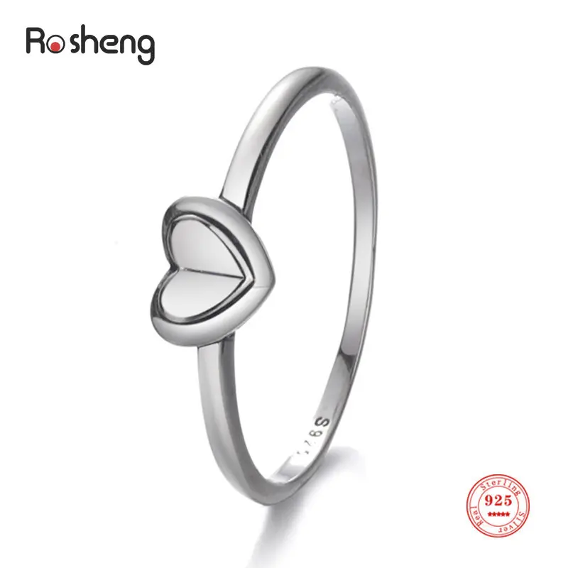 Authentic 925 Sterling Silver Love Popular Ring Heart-shaped Ring for Couple Women Jewelry Birthday Gift