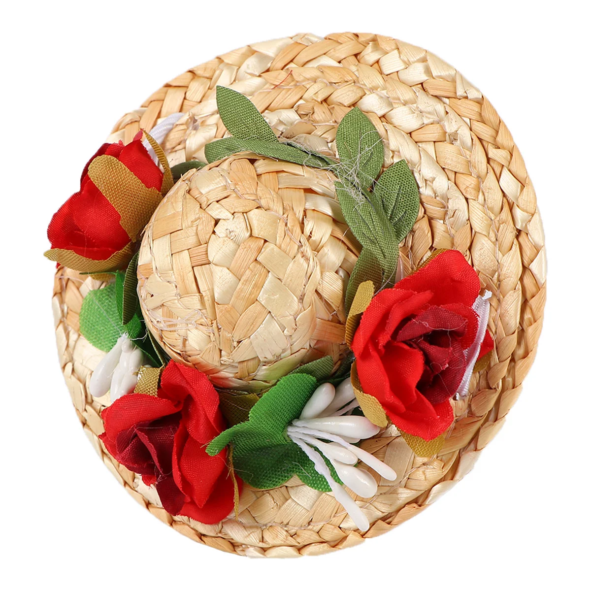 

1Pcs Flower Hat Straw Woven Pet Decorative Headwear Adjustable Strap Rose Hat for Cat Dog Rabbit Outdoor Pet Straw Woven Cap