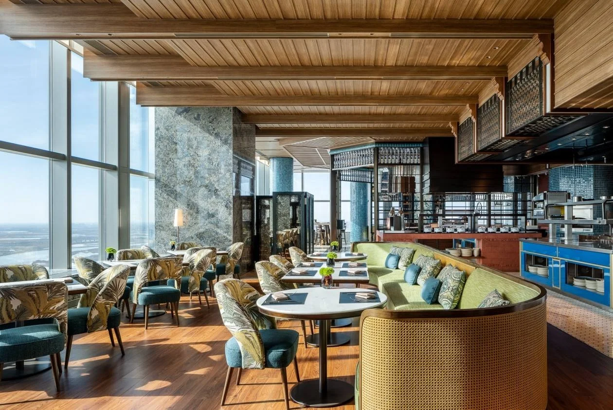 Restaurant Sofa,Hotel Apartment Wooden Lobby Modern Light Luxury Beach Cafe 5 Star Restaurant Marble Dining Tables And Chairs