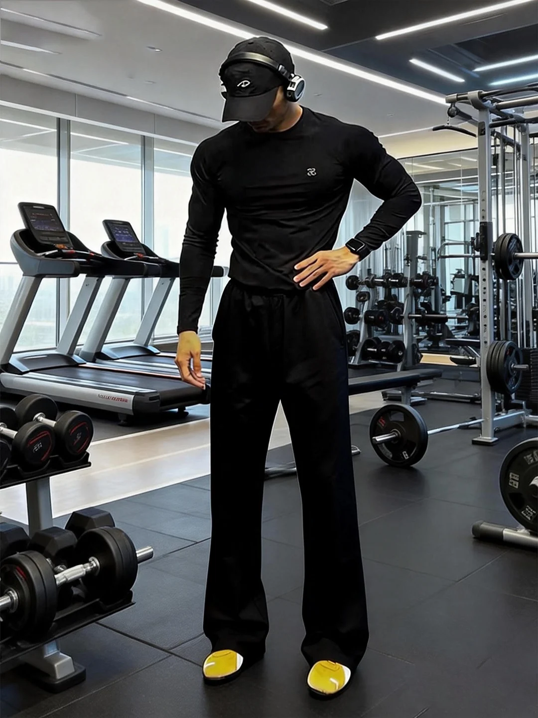 Black Fitness Training Pants Men's Thin Summer Heavy Duty Knife  Straight Leg Micro Flare Casual Trousers