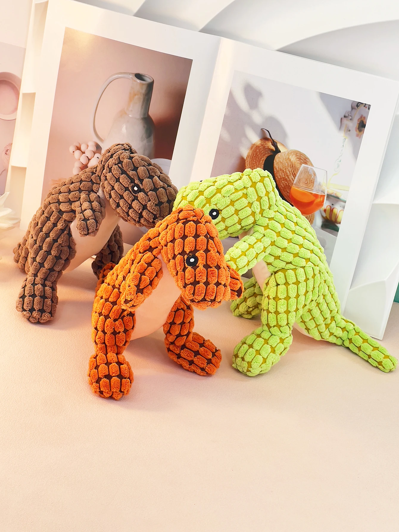 1 pet plush toy in the shape of a dinosaur dog bite resistant teeth sound toy to accompany the play dog toy