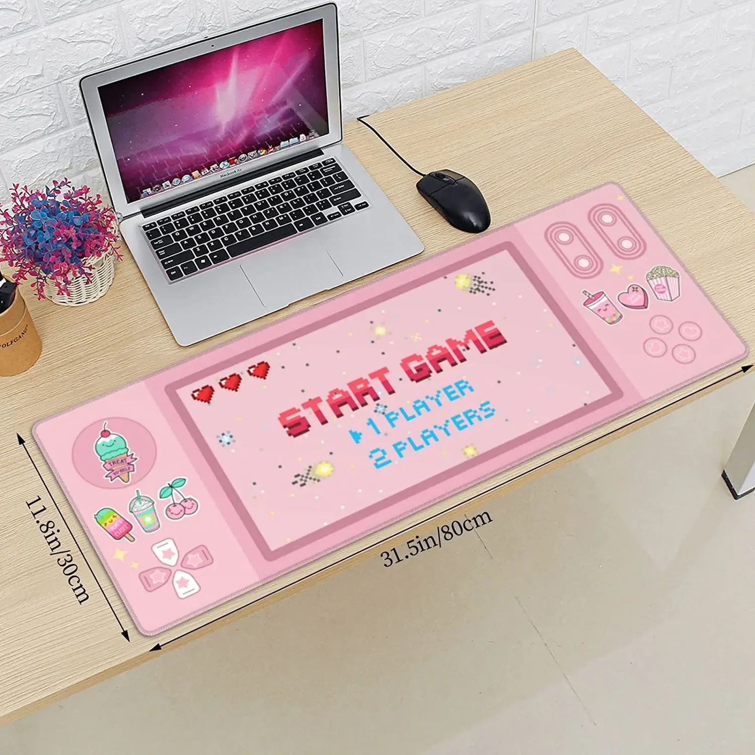 الوردي بدء لعبة ماوس الوسادة XL تمديد ماوس وسادة مكتب طويلة نونسليب المطاط الفئران الحصير مخيط حواف Playmat 31.5x11.8 بوصة