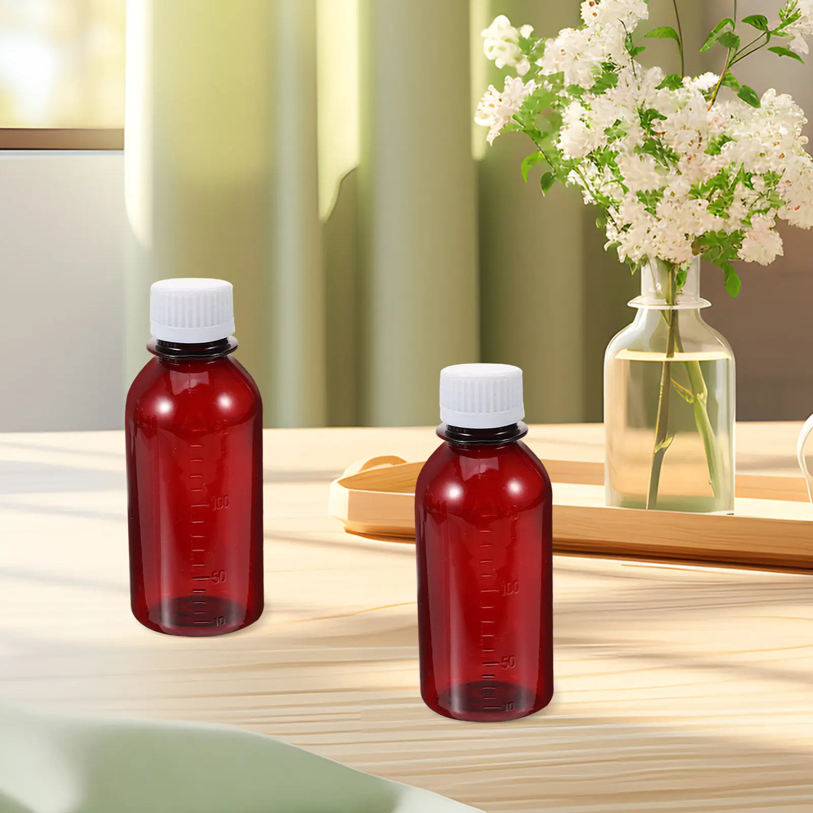 6Pcs Medicine Jar Light Blocking Storage Bottles with Lid Accurate Scale Sealing Container for Household Medicine Organizer