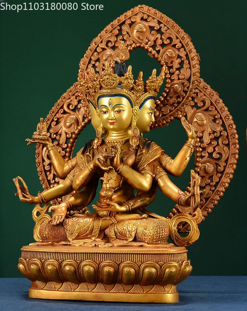 33cm Copper brass carving usnisa vijaya buddha statue Tibet buddhism Tantra Ushnisha Vijaya Namgyalma sculpture