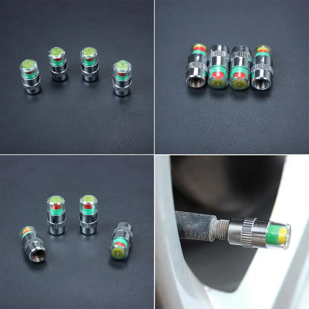 1/4Pcs/set High Quality Display Cars Tire Pressure Monitor 3 Color Alert Indicator Tire Valve Cap Tool