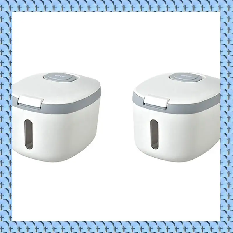 

NOCM 2X 5Kg Rice Bucket Sealed Rice Dispenser Insect Moisture Proof Sealed Rice Storage Container Grain Storage Box Grey
