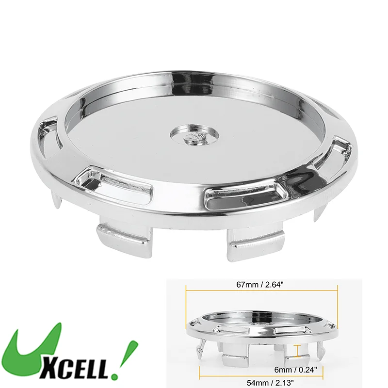 UXCELL 1pcs 67mm OD 54mm ID Universal Car Wheel Hub Center Cap Chrome Silver Tone Auto Hub Covers Scratch Resistant Rustproof