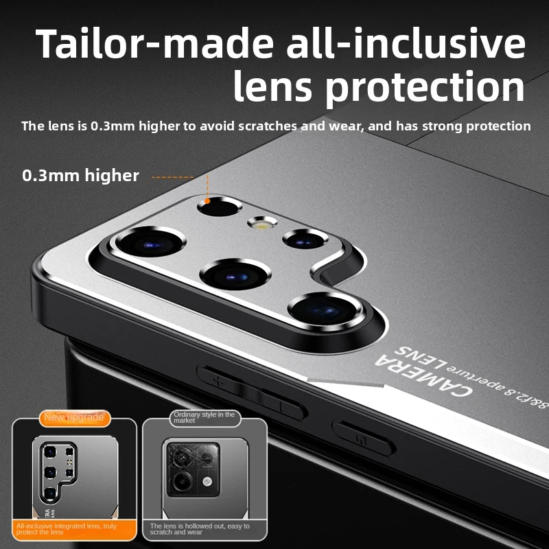 For Samsung Galaxy S24 Plus S21 S25 Edge S23 FE S22 S26 Ultra Phone Case Metal Back Lens Protect Shockproof Bumper Cover Cases