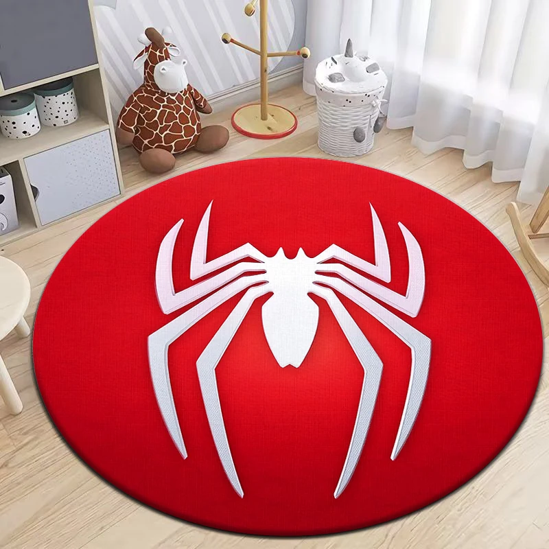 Marvel Spider Man HD Printed Round Carpet for Living Room Rugs Camping Picnic Mats Flannel Anti-Slip Rug Yoga Mat Gifts area rug