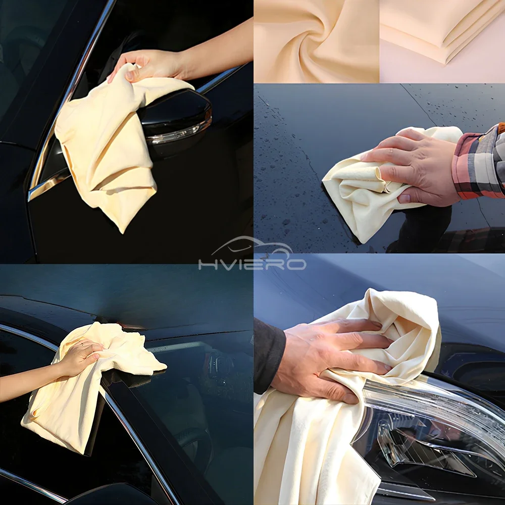 Natural Chamois Free Shape Clean Genuine Leather Cloth Car Auto Home Motorcycle Care Quick Dry Wash Towel Super Absorbent Tools