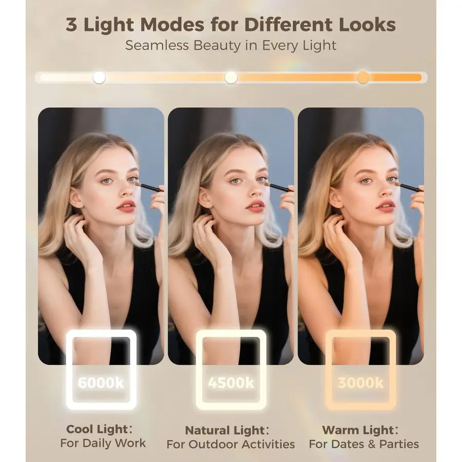 Vanity Mirror with Lights, Lighted Makeup Mirror with 3 Modes, 10X Magnification Mirror, Stepless Brightness, 360 Rotation, Chri