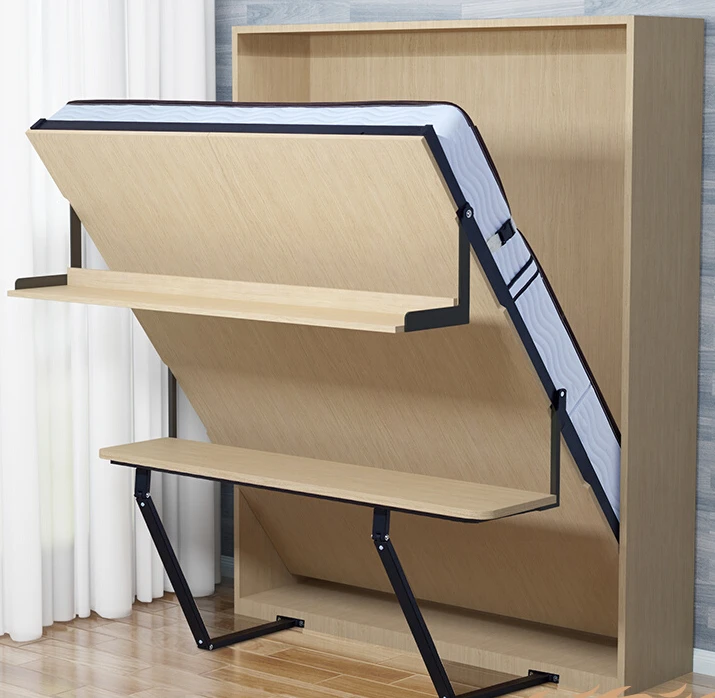 

Multi-functional combination of desk hidden bed, hidden folding on the wall of the bed.