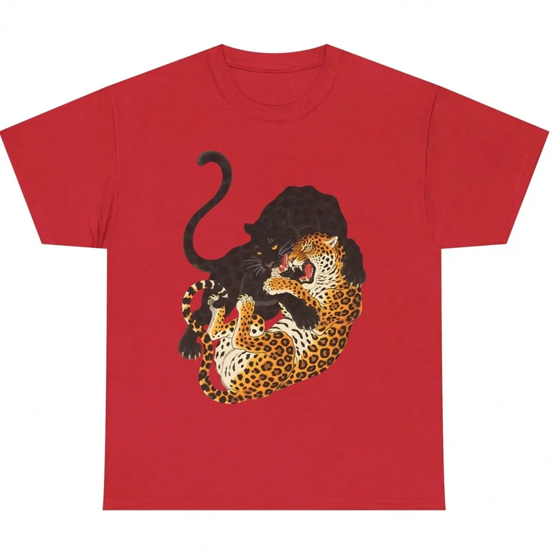 Leopardenmuster-Druck T-Shirts für Männer Sommer Casual Mode Streetwear Y2K Oberteile Vintage Amerikanischer Stil O-Ausschnitt Kurzarm-Shirts – Detail 3