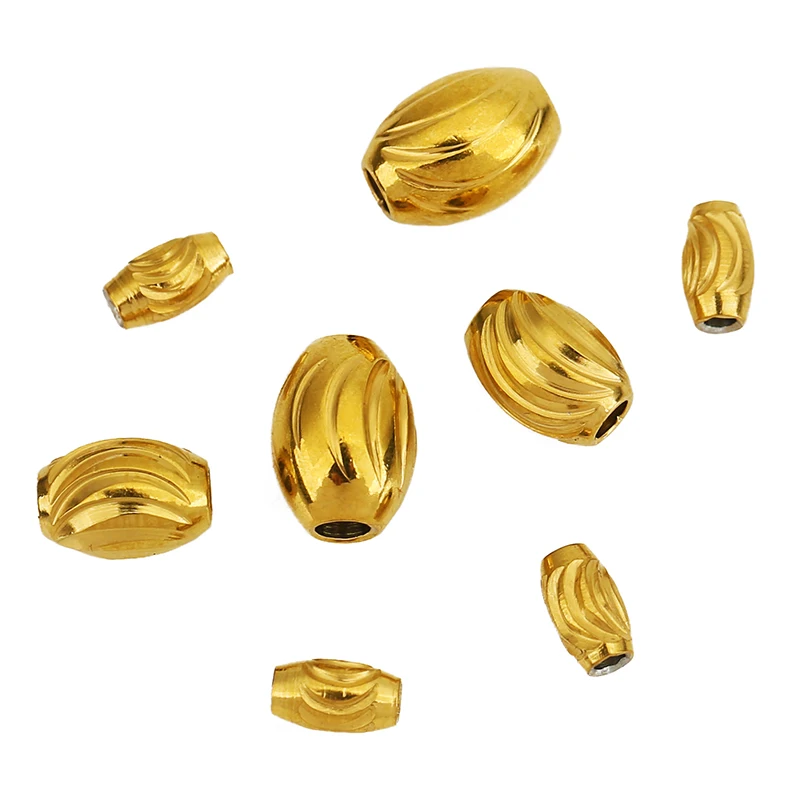 10 قطعة 5 7 8 مللي متر البيضاوي ثقب كبير خرز من الفولاذ المقاوم للصدأ لا تتلاشى أبدًا PVD خزر عازل قلادة سوار لصنع المجوهرات النتائج