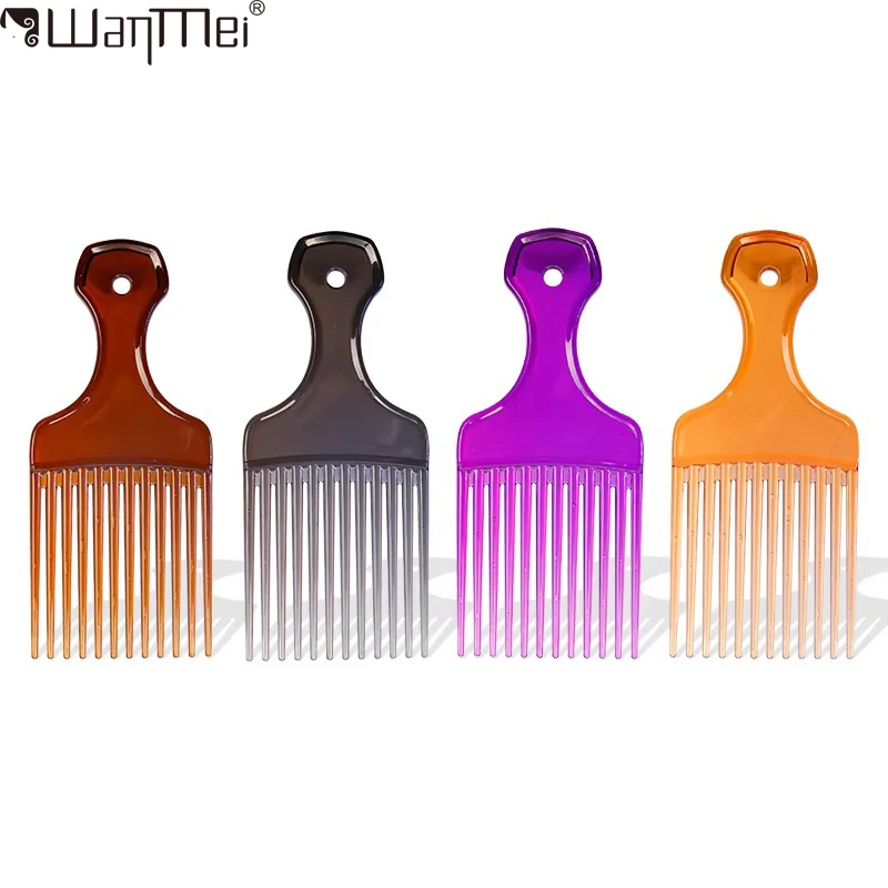 WANMEI Hair Comb Transparent Colored Oil Head Inserted Into the Styling Hair Salon Tool  Hair Pick