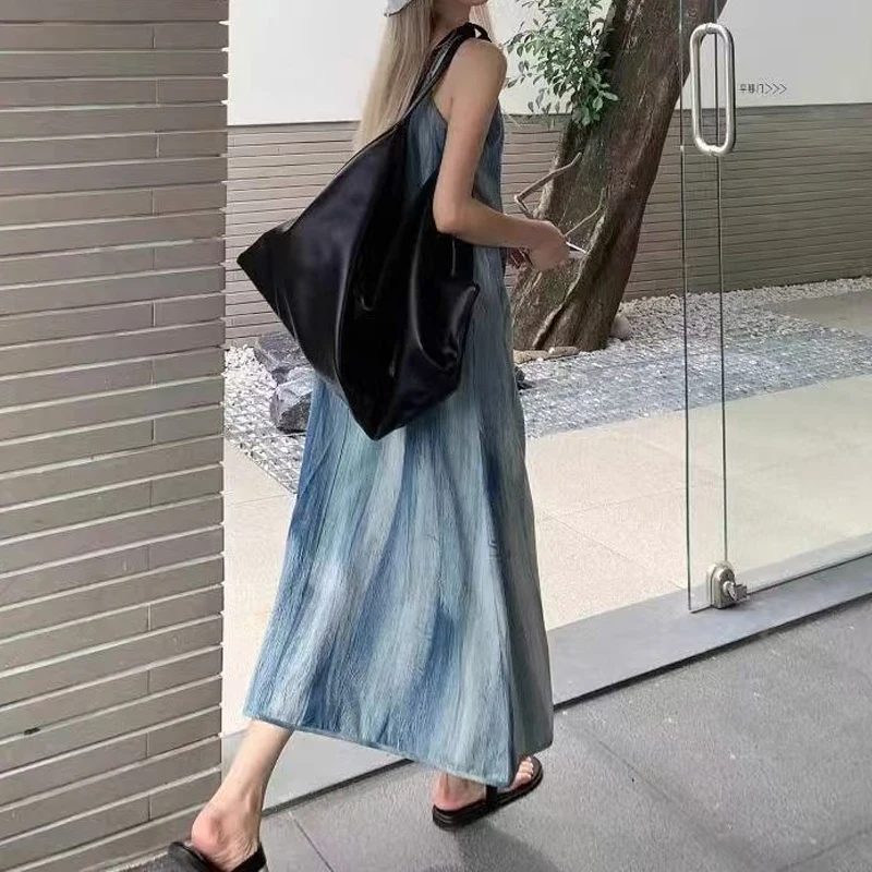 Elegant Printed O-Neck Sleeveless Women Dress Fashion Summer Loose Casual Beach Long Dresses Ladies Boho Maxi Dress Vestidos