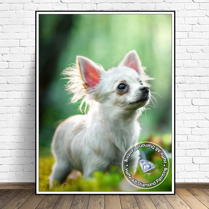 Cute Chihuahua Dog AB Drills Diamond Painting Art Tea Cup Puppy Pet Animal Full Cross Stitch Dog Lover Gift Mosaic Home Decor