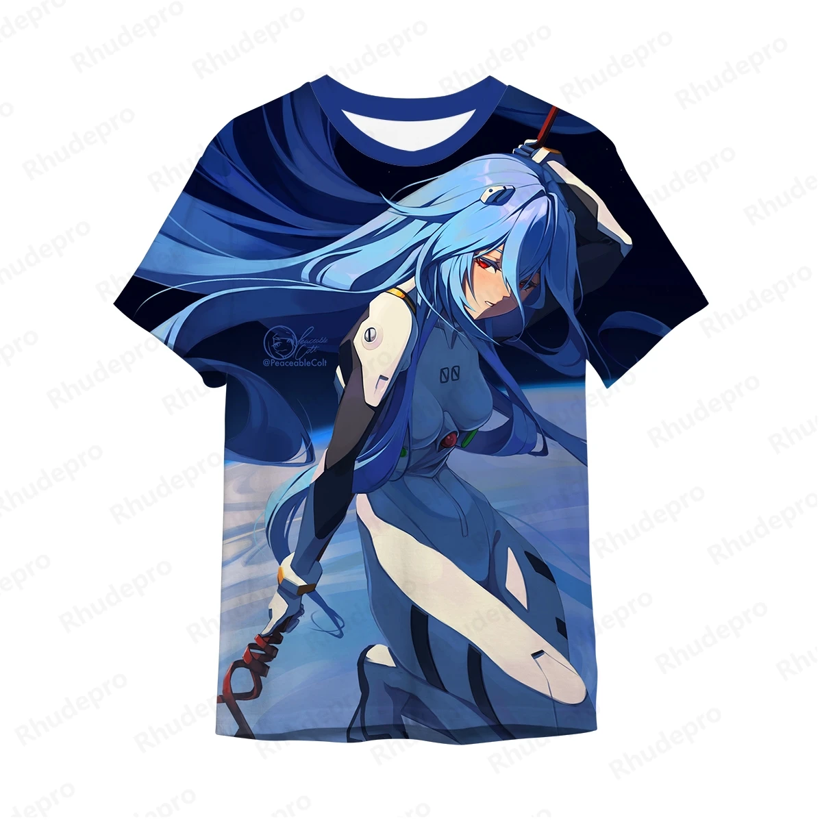 T-shirt masculina estampada, roupa Neon Genesis Evangelion, moda infantil, tendência Super Saiya, alta qualidade, 100 a 5XL, Y2K, 2024