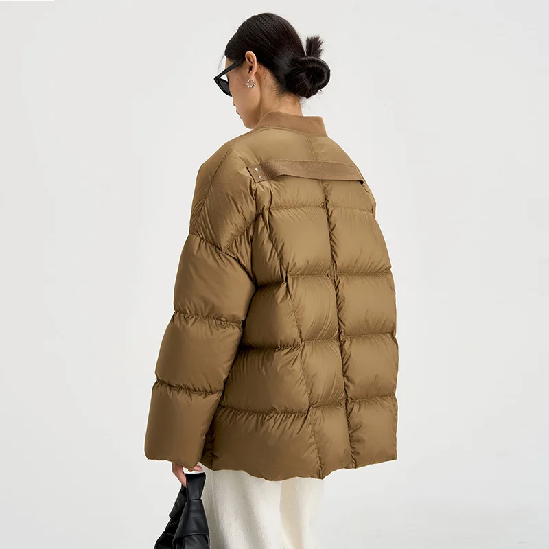 

2025 Winter New Solid Color Fashion Thick Warm White Duck Down Down Jacket for Women