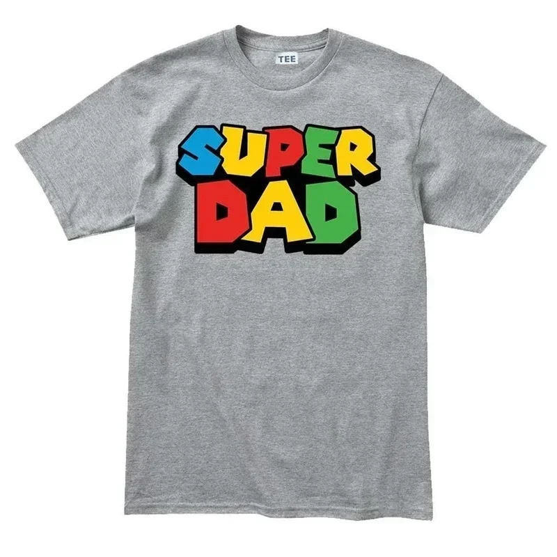 Camiseta de Super papá para hombre, camisa colorida de manga corta, Mario, Luigi, regalo del Día del Padre, Hipster de algodón, 2024