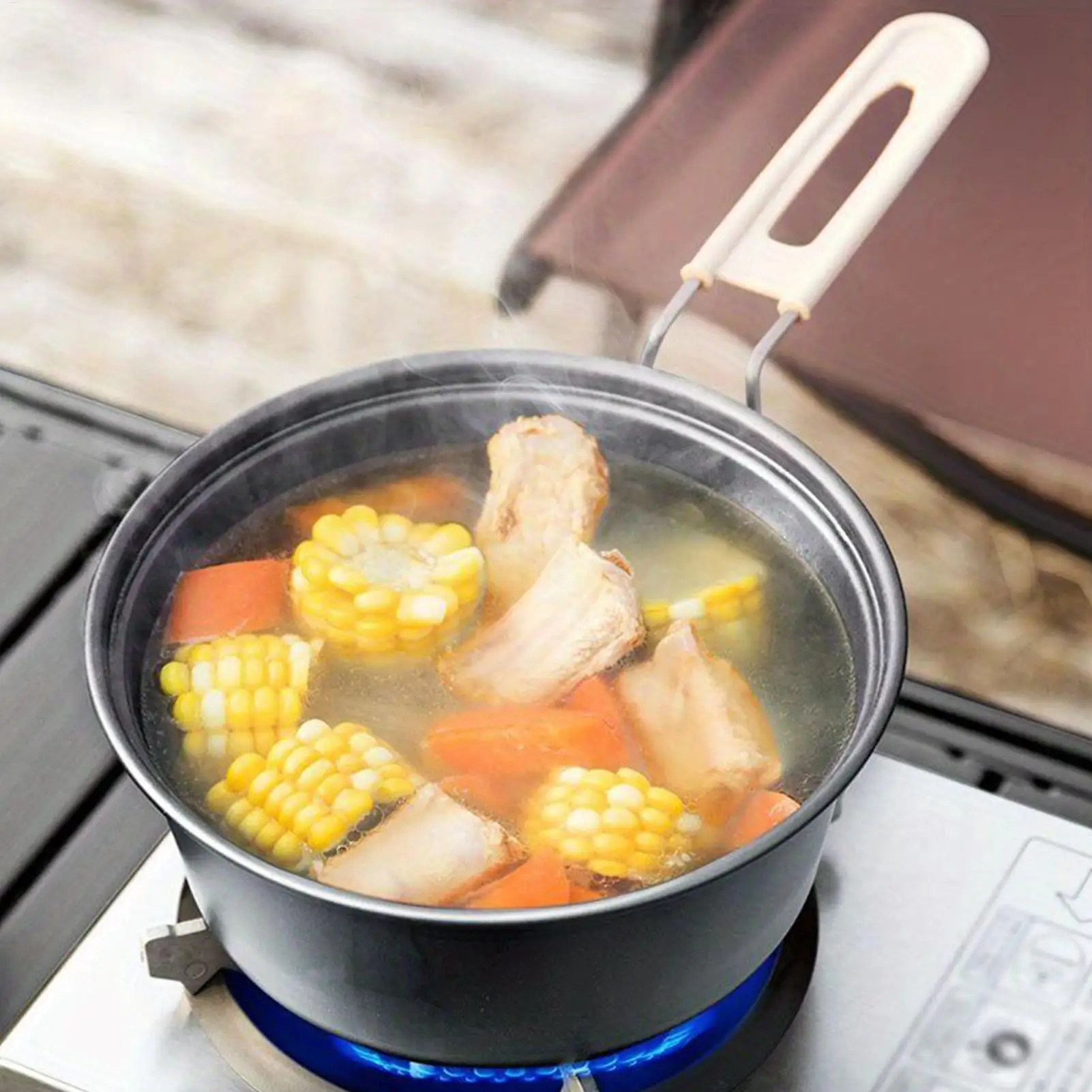 

Camping Cookware Set Camping Pans Teapot Cooking Set Portable Kitchen Supplies Outdoor Gear For BBQ Party Family Picnic Fishing