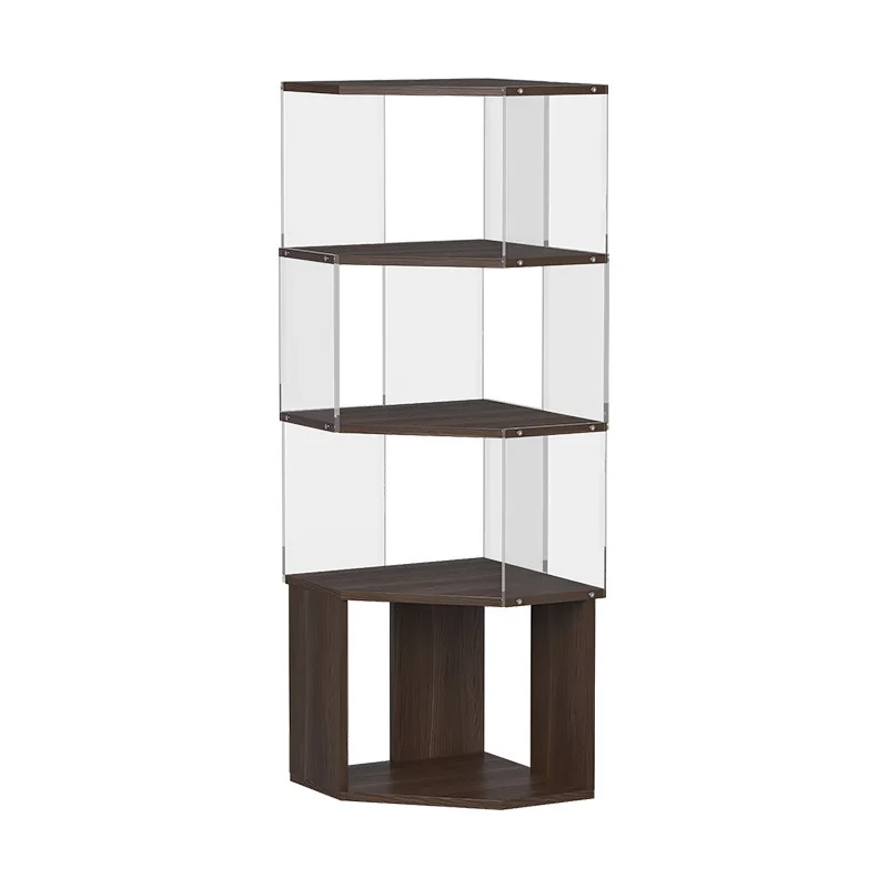 Corner Corner Cabinet Bookshelf Floor Shelf Solid Wood Bookcase Locker Integrated Triangular Storage Storage Display