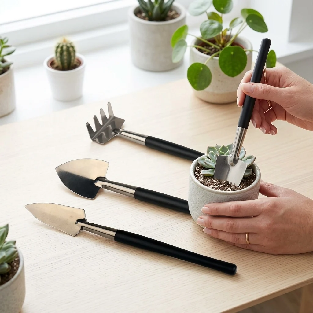 Aluminum Alloy Garden Tool Set 3Pcs Mini Succulent Rake Tip Shovel Soil Loose Flower Gardening Hand Tool