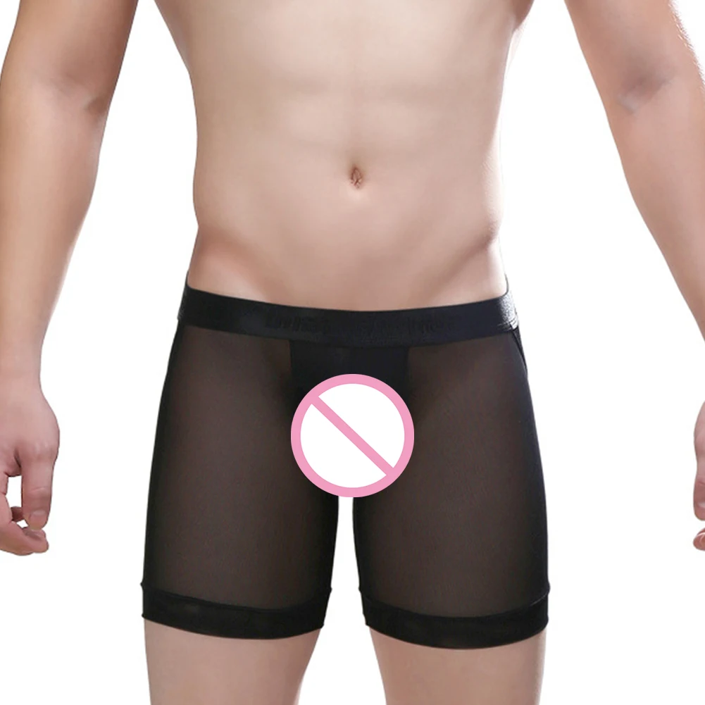 

Fashion 2023 Brand New Men's Brief Flat Boxers Erotic Ice Silk Leg Long Boxers Breathable Butt Buttocks Comfort