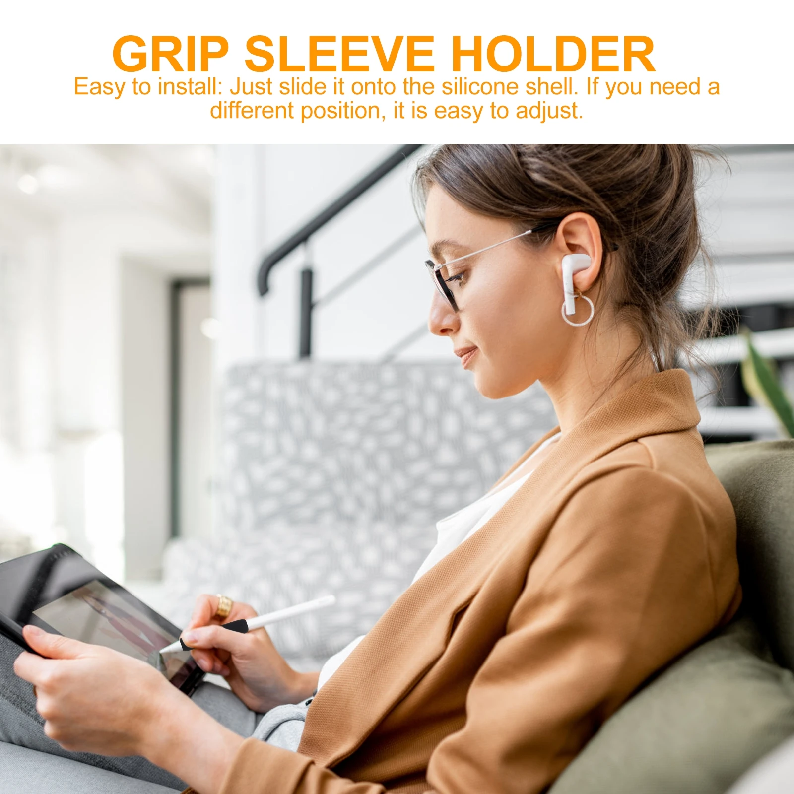 

3pcs Silicone Grip Holder Compatible For Apple Pencil 1 2 Non-Slip Adjustable Stylus Protective Sleeve Ergonomic Pen Case For