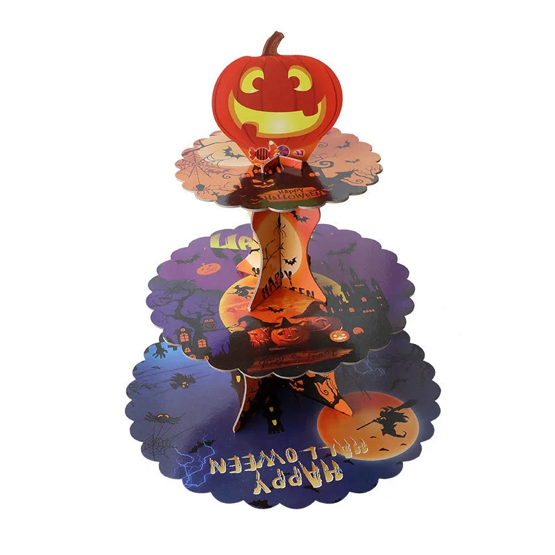 Halloween Cake Rack Tray Halloween Pumpkin Skull Spider Bat Party Scene Decoration Dessert Table Decoration Cake Stand