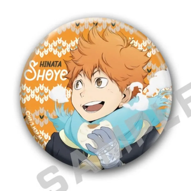 Shoyo Hinata Tobio Kageyama Anime Badge Haikyuu 58mm Round Brooch Collection Kawaii Cartoon Goods Bag Pendent Decor Collection