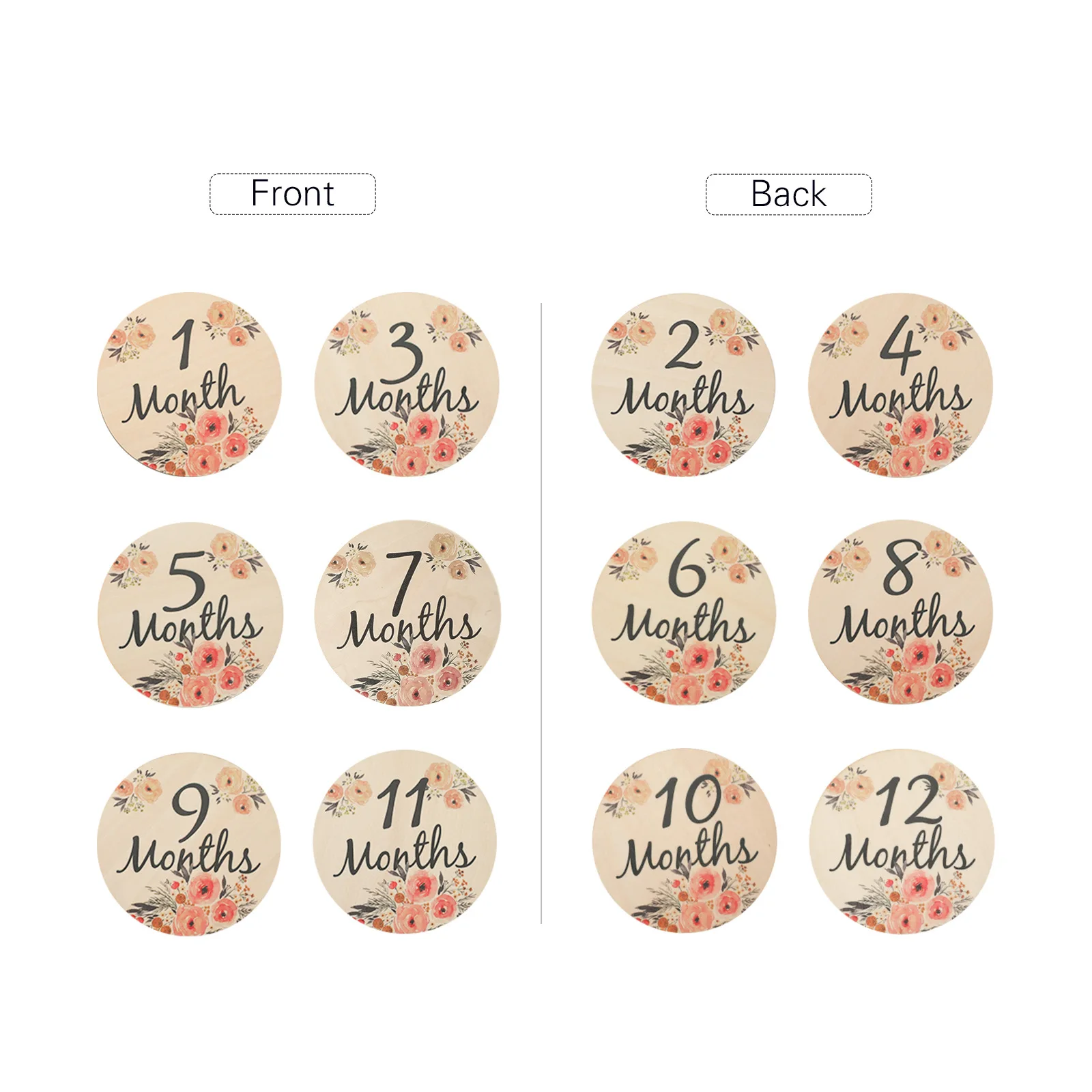 6/8pc Newborn Baby Photography Accessories Flower Wooden Board Baby Souvenirs Hundred Day Milestone Birthday Shooting Prop - view 6