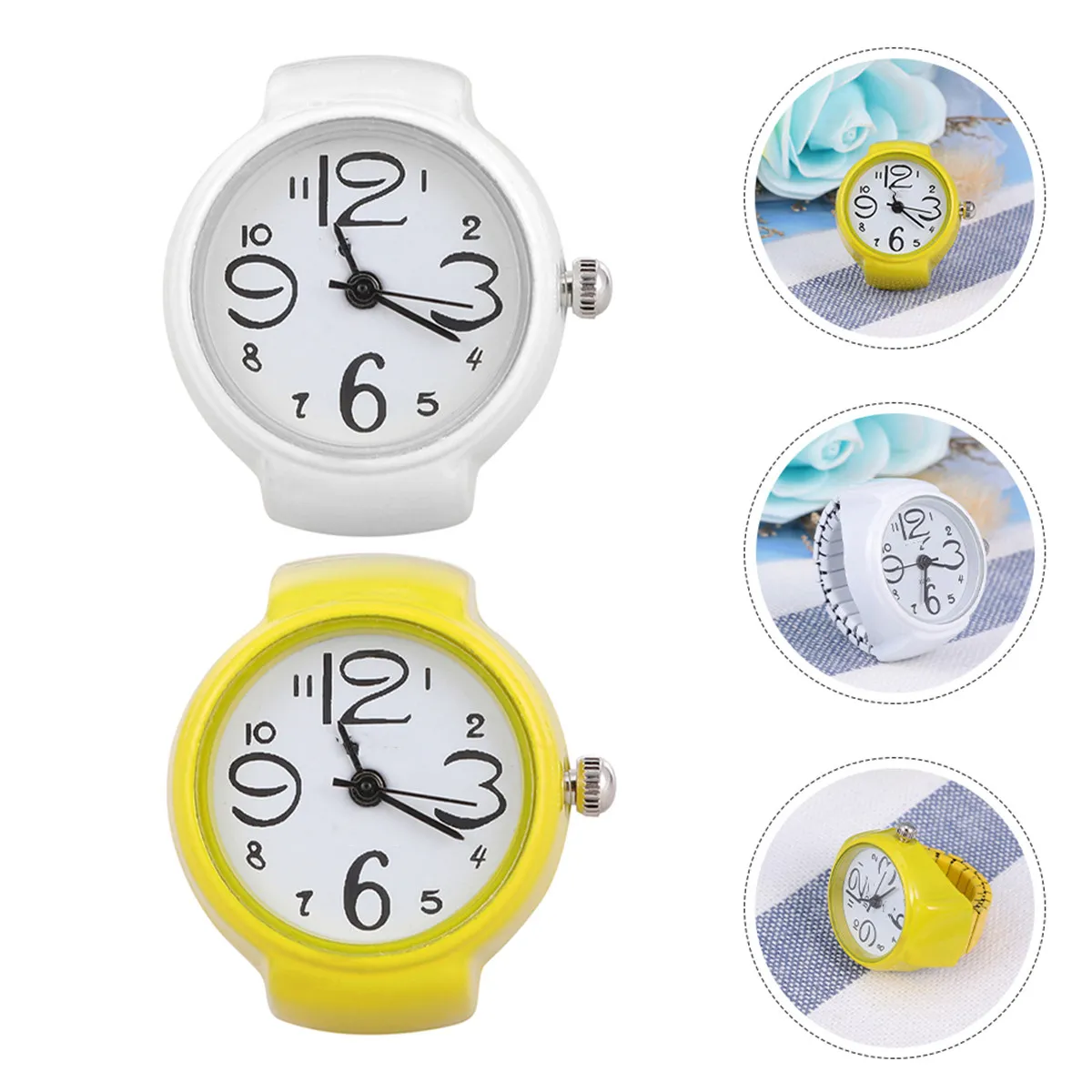 

2 шт. уникальных кольцевых часов для женщин и мужчин, минималистичные часы на палец с ударопрочным кварцевым стеклом, устойчивым к царапинам стальным корпусом, на каждый день