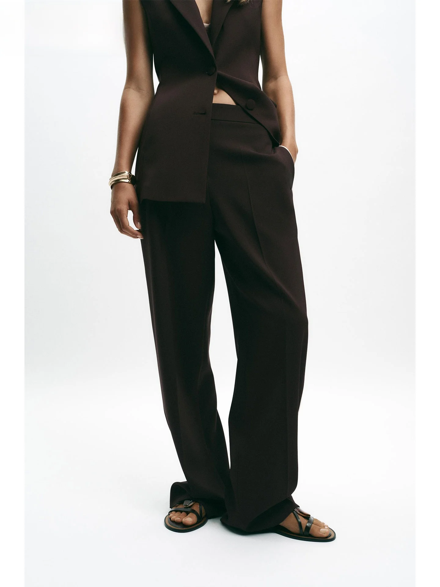 ZAPRHA High Waist Striped Casual Pants for Women Autumn 2025 Color Blo Side Stripe Decorative Straight Leg Trousers