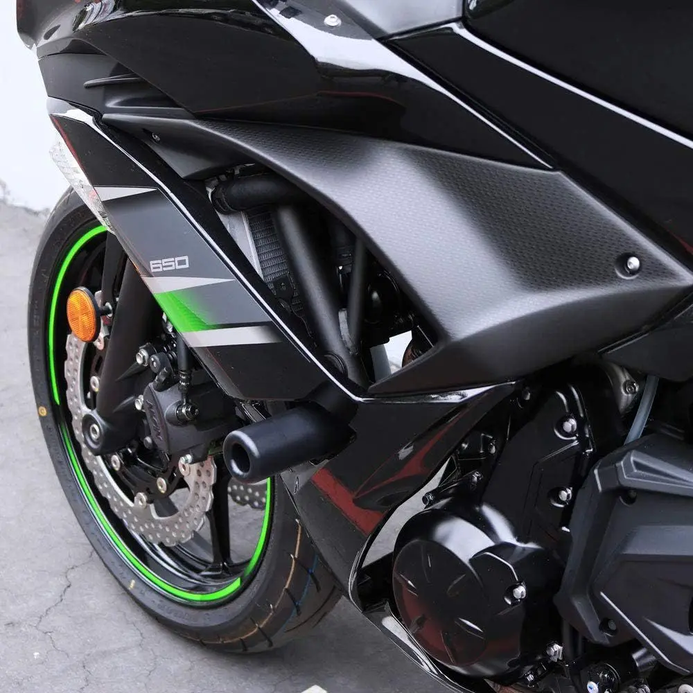 Shogun USA Made Kaw Ninja 650 Z650 Z 650 KRT EX650 EX 2017 2018 2019 2020 2021 2022 2023 2024 2025 أسود بدون قطع الإطار المتزلجون Fi #2