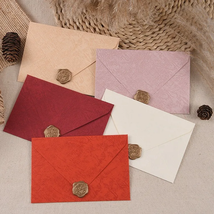 10pcs/pack 16.5x11cm Thick Paper Envelopes for Birthday Business Vintage Wedding Greeting Cards Storage Envelope Red Brown Color