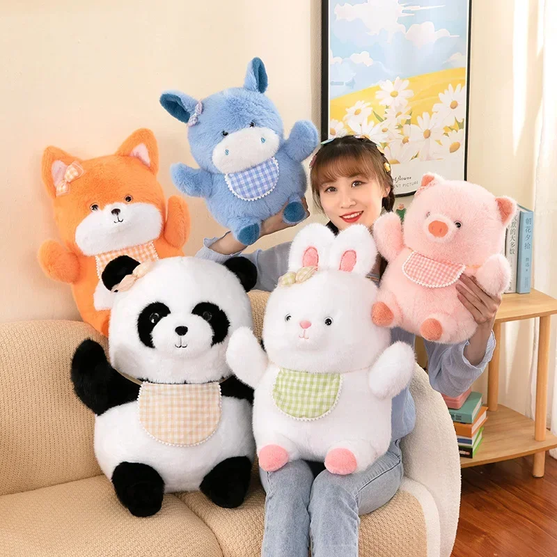 

Супермягкий кролик, свинья, лиса, панда, осел, мягкая игрушка, кавайное животное, нагрудник, плюшевая подушка, мягкая кукла, детский подарок на день рождения