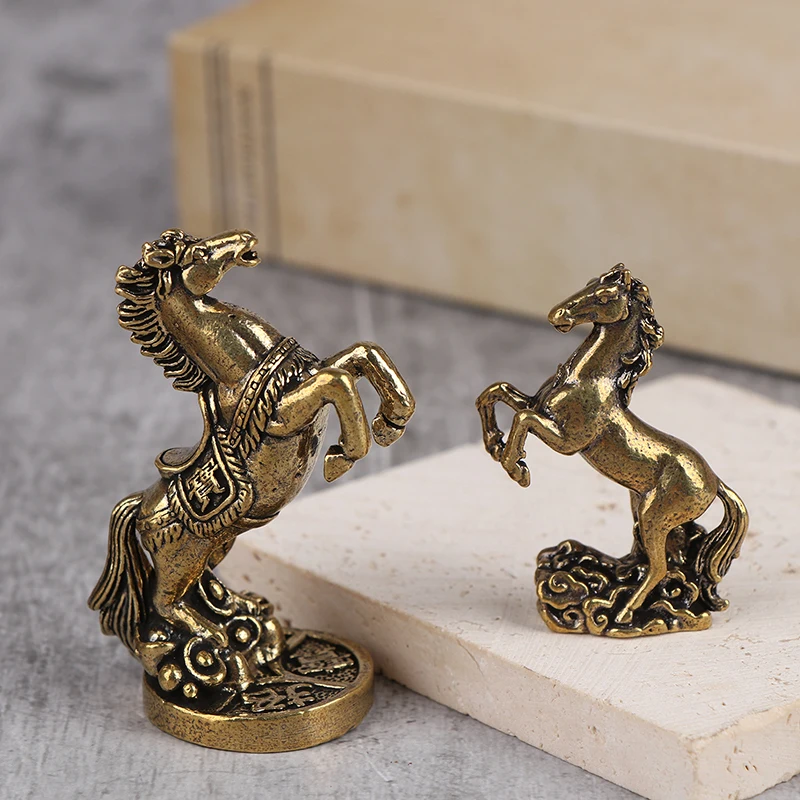 

New Bronze Horse Chinese Zodiac Sculpture Metal Craft Desktop Living Room Tea Table Home Car Decor Statue