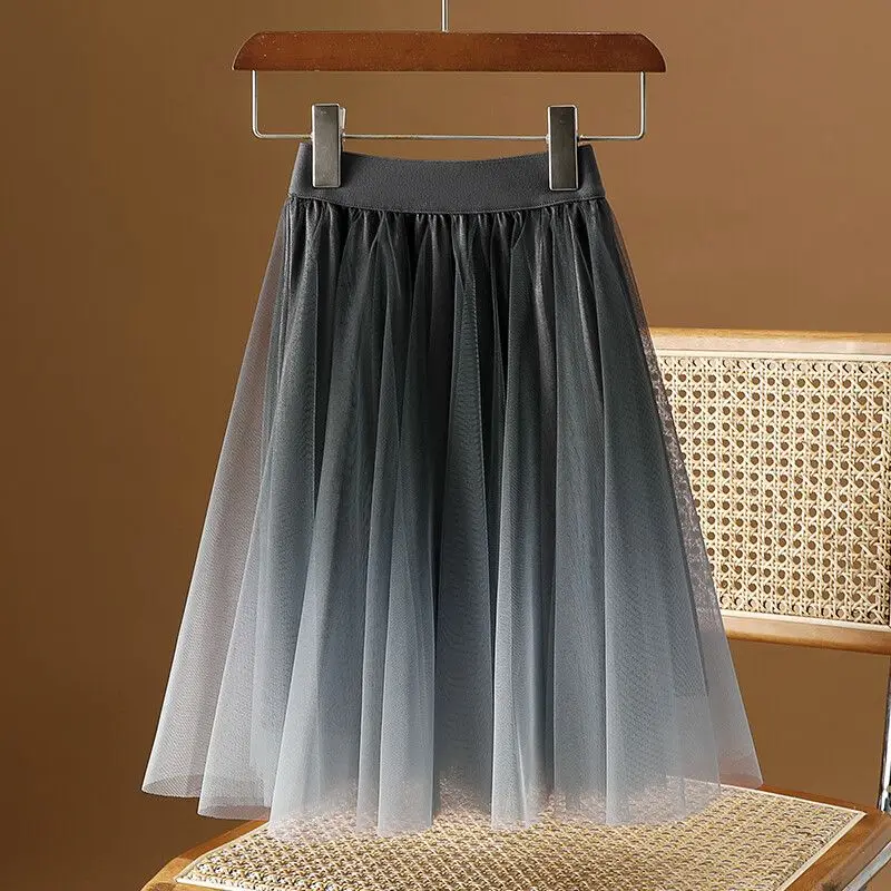 2024 Elegant Fashion Harajuku Slim Fit Female Clothes Loose Casual Sweat All Match A-line Skirt High Waist Gradient Short Skirt
