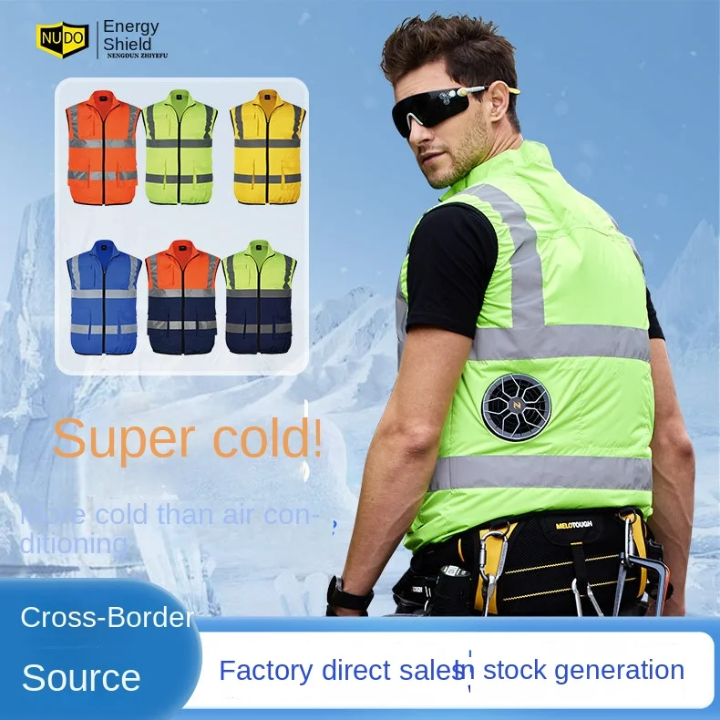 Summer waistcoat air-conditioning clothing self-cooling reflective stripes with fan overalls